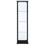 Cyclamen 4-shelf Clear Glass Curio Display Cabinet Black | Black | 950171