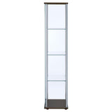 Bellatrix 3-shelf Clear Glass Curio Cabinet Cappuccino | Brown | Cappuccino | 950172