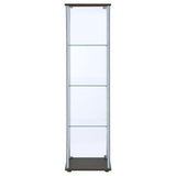 Bellatrix 3-shelf Clear Glass Curio Cabinet Cappuccino | Brown | Cappuccino | 950172