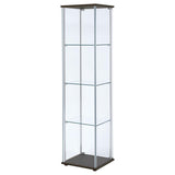 Bellatrix 3-shelf Clear Glass Curio Cabinet Cappuccino | Brown | Cappuccino | 950172