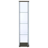 Bellatrix 3-shelf Clear Glass Curio Cabinet Cappuccino | Brown | Cappuccino | 950172