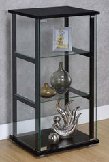 Cyclamen 3-shelf Clear Glass Curio Display Cabinet Black | Full | Black | 950179