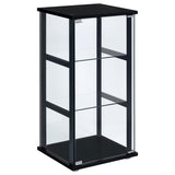 Cyclamen 3-shelf Clear Glass Curio Display Cabinet Black | Full | Black | 950179