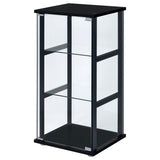 Cyclamen 3-shelf Clear Glass Curio Display Cabinet Black | Full | Black | 950179