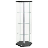 Zahavah 4-shelf Hexagonal Clear Glass Curio Cabinet Black | King | Black | 950276