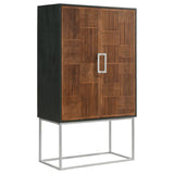 Borman 2-door Home Bar Cabinet Wine Storage Walnut and Black | Brown | Walnut | 950318