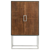 Borman 2-door Home Bar Cabinet Wine Storage Walnut and Black | Brown | Walnut | 950318