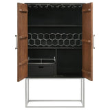 Borman 2-door Home Bar Cabinet Wine Storage Walnut and Black | Brown | Walnut | 950318