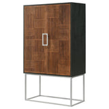 Borman 2-door Home Bar Cabinet Wine Storage Walnut and Black | Brown | Walnut | 950318