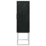 Borman 2-door Home Bar Cabinet Wine Storage Walnut and Black | Brown | Walnut | 950318