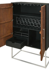 Borman 2-door Home Bar Cabinet Wine Storage Walnut and Black | Brown | Walnut | 950318
