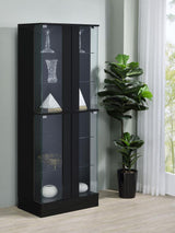 Cabra 4-door LED Curio Display Cabinet Black High Gloss | King | Black | Black High Gloss | 950398
