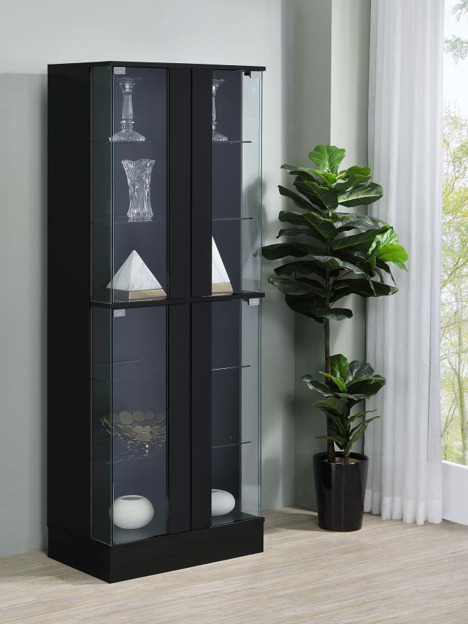 Cabra 4-door LED Curio Display Cabinet Black High Gloss | King | Black | Black High Gloss | 950398