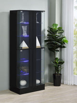 Cabra 4-door LED Curio Display Cabinet Black High Gloss | King | Black | Black High Gloss | 950398