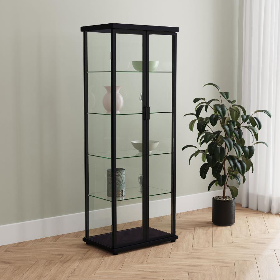 Aero 4-shelf Display Curio Cabinet with LED Lighting Black | Full | Black | 950400