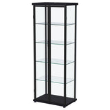 Aero 4-shelf Display Curio Cabinet with LED Lighting Black | Full | Black | 950400