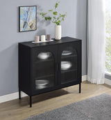 Jess 2-door Arched Fluted Glass Accent Cabinet Black | Black | 950420