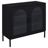 Jess 2-door Arched Fluted Glass Accent Cabinet Black | Black | 950420