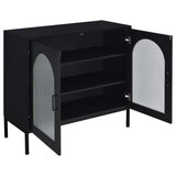 Jess 2-door Arched Fluted Glass Accent Cabinet Black | Black | 950420
