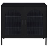 Jess 2-door Arched Fluted Glass Accent Cabinet Black | Black | 950420