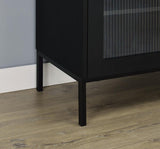 Jess 2-door Arched Fluted Glass Accent Cabinet Black | Black | 950420