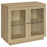 Tilbury 2-door Glass Front Accent Display Cabinet Light Oak | Full | Brown | Light Oak | 950429