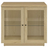 Tilbury 2-door Glass Front Accent Display Cabinet Light Oak | Full | Brown | Light Oak | 950429