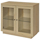 Tilbury 2-door Glass Front Accent Display Cabinet Light Oak