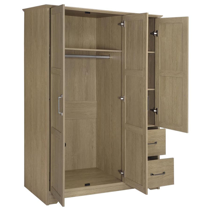 Canova 3-door Bedroom Wardrobe Storage Cabinet Armoire Latte