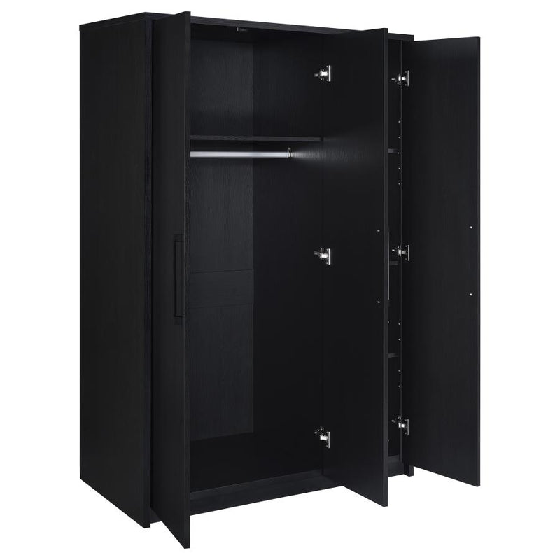 Cerda 3-door Bedroom Wardrobe Storage Cabinet Armoire Black