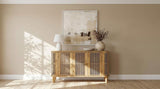 Ervine 3-Door Rope Panel Sideboard Accent Storage Cabinet Natural | Beige | Natural | 950460
