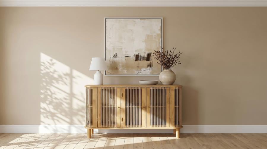 Ervine 3-Door Rope Panel Sideboard Accent Storage Cabinet Natural | Beige | Natural | 950460