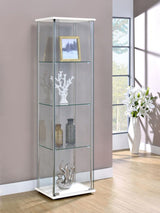 Bellatrix 3-shelf Clear Glass Curio Cabinet White | White | 951072