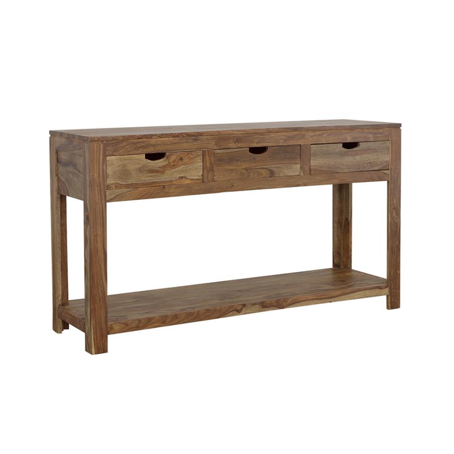 Esther 3-drawer Wood Console Table Natural Sheesham | Grey | Grey Sheesham | 952853