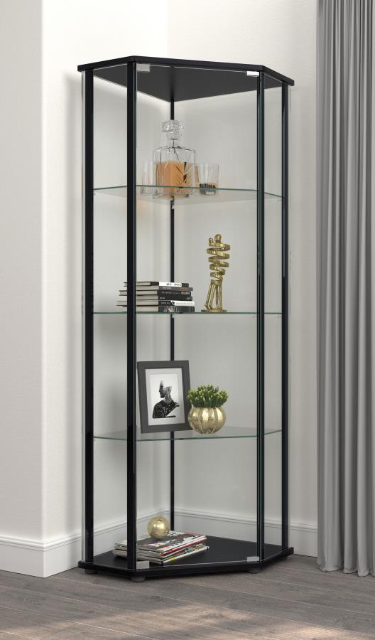 Zenobia 3-shelf Curio Cabinet Display Case Black | Full | Black | 953234