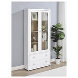 Hawthorne 4-shelf Glass Door Tall Cabinet with Drawers White | White | 953477