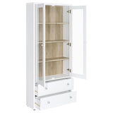 Hawthorne 4-shelf Glass Door Tall Cabinet with Drawers White | White | 953477