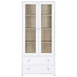 Hawthorne 4-shelf Glass Door Tall Cabinet with Drawers White | White | 953477
