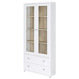 Hawthorne 4-shelf Glass Door Tall Cabinet with Drawers White | White | 953477