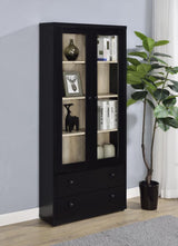 Hawthorne 4-shelf Glass Door Cabinet with Drawers Black | Black | 953478