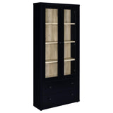 Hawthorne 4-shelf Glass Door Cabinet with Drawers Black | Black | 953478