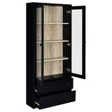 Hawthorne 4-shelf Glass Door Cabinet with Drawers Black | Black | 953478