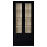 Hawthorne 4-shelf Glass Door Cabinet with Drawers Black | Black | 953478