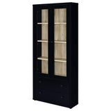 Hawthorne 4-shelf Glass Door Cabinet with Drawers Black | Black | 953478