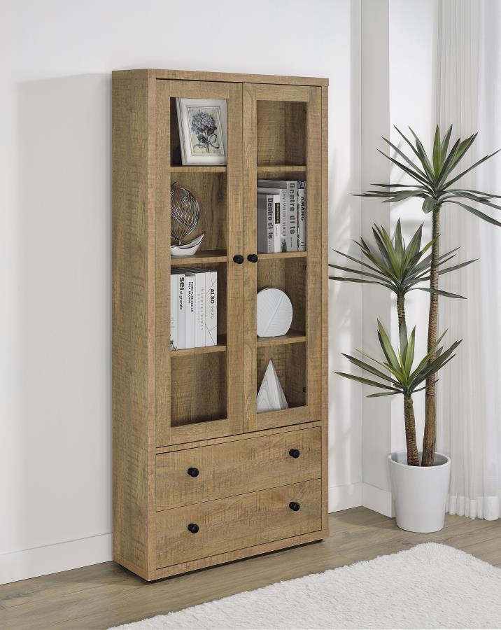 Hawthorne 4-shelf Glass Door Tall Cabinet with Drawers Mango | Brown | Mango | 953479