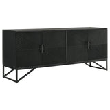 Riddell 4-door Wood Reeding Accent Cabinet Matte Black | Black | Matte Black | 959631