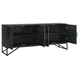 Riddell 4-door Wood Reeding Accent Cabinet Matte Black | Black | Matte Black | 959631