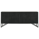 Riddell 4-door Wood Reeding Accent Cabinet Matte Black | Black | Matte Black | 959631