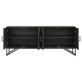 Riddell 4-door Wood Reeding Accent Cabinet Matte Black | Black | Matte Black | 959631