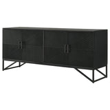 Riddell 4-door Wood Reeding Accent Cabinet Matte Black | Black | Matte Black | 959631